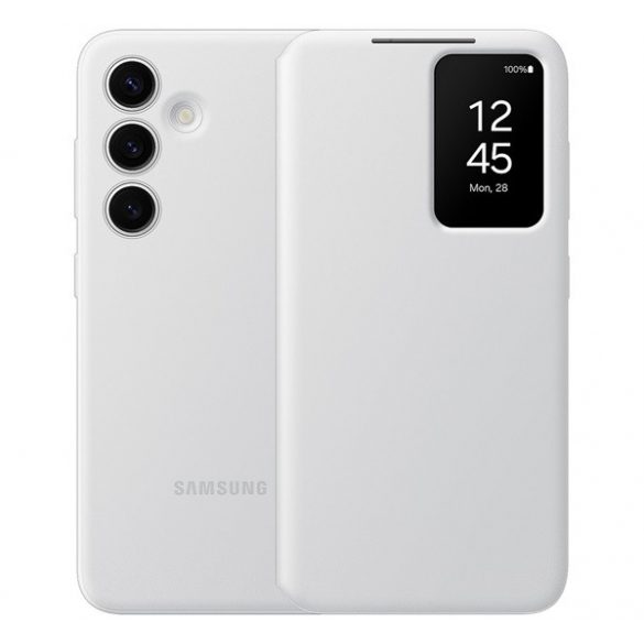 Husă SAMSUNG în picioare (FLIP activ, deschidere laterală, față transparentă) ALB Samsung Galaxy S24 (SM-S921)