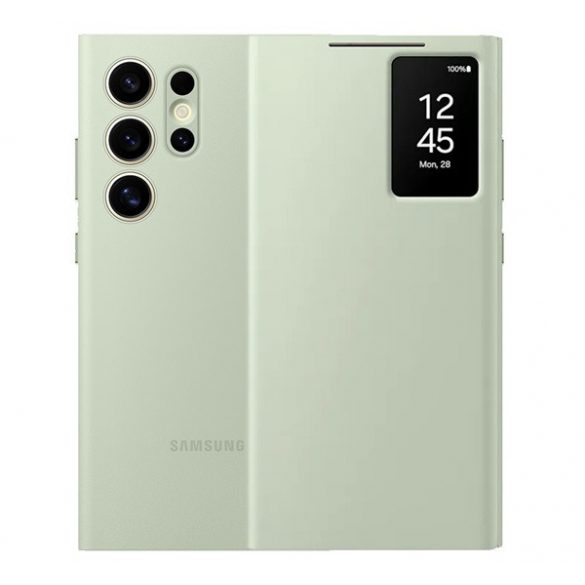 Husă SAMSUNG în picioare (FLIP activ, deschidere laterală, față transparentă) VERDE DESCHIS Samsung Galaxy S24 Ultra (SM-S928)