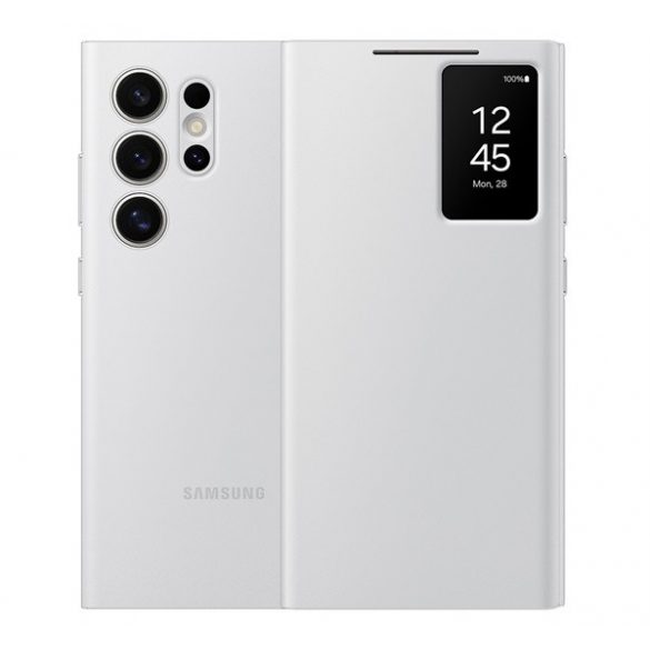 Husă SAMSUNG în picioare (FLIP activ, deschidere laterală, față transparentă) ALB Samsung Galaxy S24 Ultra (SM-S928)