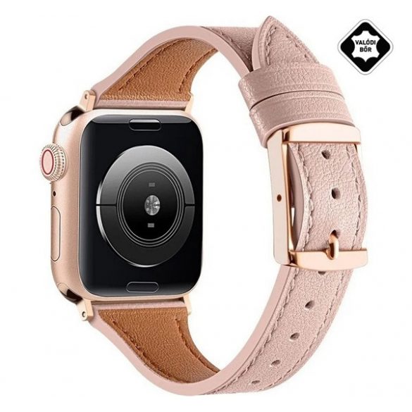 Curea de schimb DUX DUCIS YA (dimensiune personalizată, mare, piele naturală, magnetică) ROZ Apple Watch Ultra 2 49 mm, Watch Ultra 49 mm, Watch Series 9 45 mm