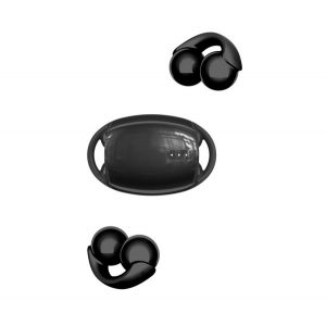 Căști bluetooth DEVIA SMART M5 STEREO (v5.3, TWS, pot fi agățate pe ureche, microfon, filtru de zgomot + carcasă de încărcare) NEGRU