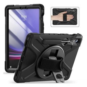 Protecție din plastic pentru telefon Defender (antișoc, 360° + curea de mână, curea de umăr) negru Samsung Galaxy Tab S9 FE WIFI (SM-X510), Galaxy Tab S9 FE LTE (SM-X516)