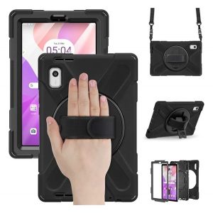 Protector de telefon din plastic Defender (rezistenta la impact, suport, 360° + curea de mana, curea de umar) NEGRU Lenovo Tab M9 (TB310F) WIFI, Tab M9 (TB310X) LTE