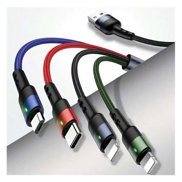 Cablu de date USAMS U26 4in1 (USB - 2 lightning/Type-C/microUSB, 2A, încărcător rapid, 120cm) NEGRU