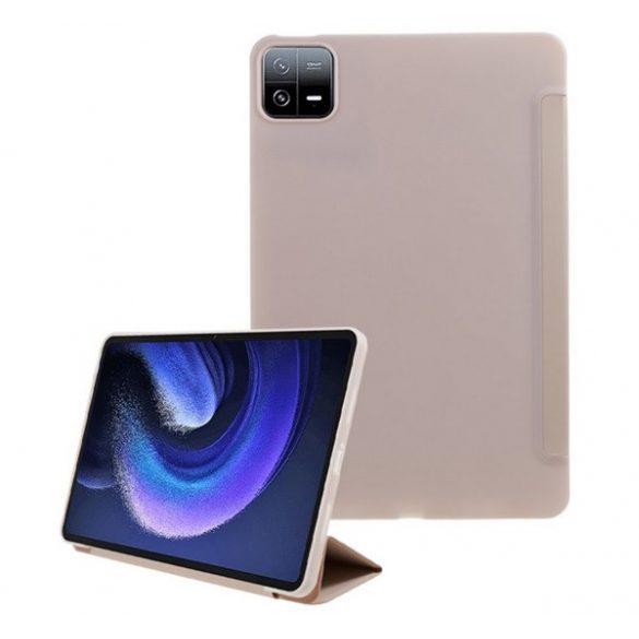 Husă în picioare, efect piele (FLIP activ, deschidere laterală, TRIFOLD, suport de masă) ROZ Xiaomi Pad 6