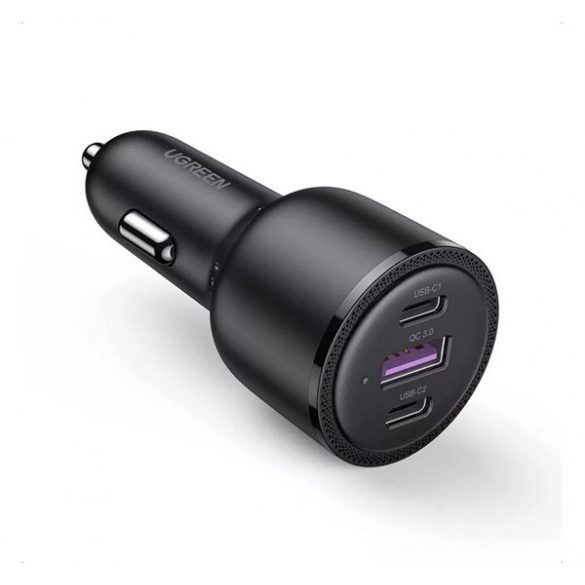 Încărcător auto UGREEN USB+2 prize de tip C (69W, încărcător rapid PD 3.0) NEGRU