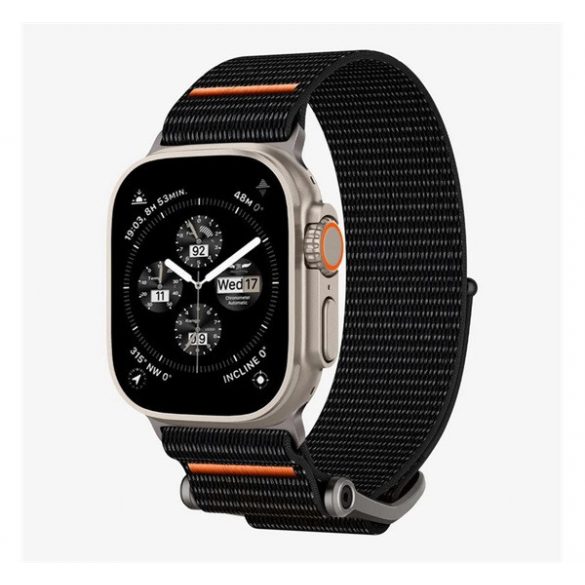 Curea de schimb SPIGEN DURAPRO FLEX (dimensiune personalizată, mare, textilă, reglabilă) NEGRU/ORANGEL Apple Watch Series 3 42mm, Watch Series 2 42mm, Watch Series 1 42mm