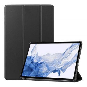 Husă în picioare, efect piele (FLIP activ, deschidere laterală, TRIFOLD, suport desktop, suport creion) NEGRU Samsung Galaxy Tab S9 FE Plus LTE (SM-X616), Galaxy Tab S9 FE Plus WIFI (SM-X610)