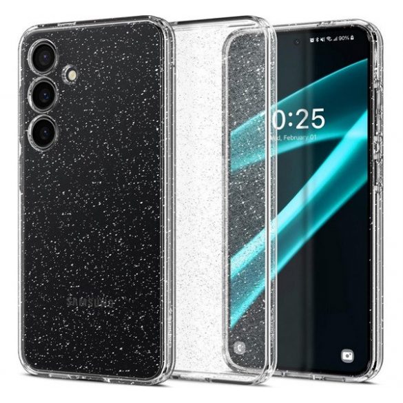 Protectie de telefon din silicon SPIGEN LIQUID CRYSTAL GLITTER (rezistenta la impact, colt cu perna de aer, pudra cu sclipici) TRANSPARENT Samsung Galaxy S24 Plus (SM-S926)