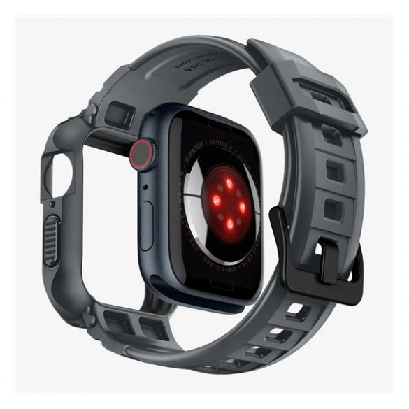 Curea de rezervă SPIGEN RUGGED ARMOR PRO (dimensiune personalizată, silicon, rezistență la șoc + cadru din silicon) DARK GREY Apple Watch Series 9 45mm, Watch Series 8 45mm, Watch Series 7 45mm