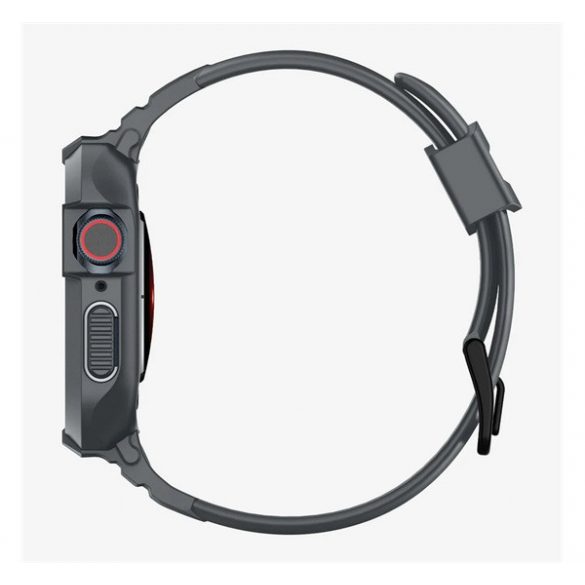 Curea de rezervă SPIGEN RUGGED ARMOR PRO (dimensiune personalizată, silicon, rezistență la șoc + cadru din silicon) DARK GREY Apple Watch Series 9 45mm, Watch Series 8 45mm, Watch Series 7 45mm