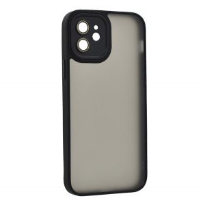 Protectie din silicon pentru telefon (rezistenta la impact, spate acrilic, protectie camera) NEGRU Apple iPhone 12 Pro