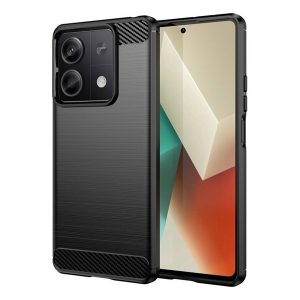 Husă silicon pentru telefon (rezistent la impact, toc pernă de aer, periat, model de carbon) negru Xiaomi Redmi Note 13 5G