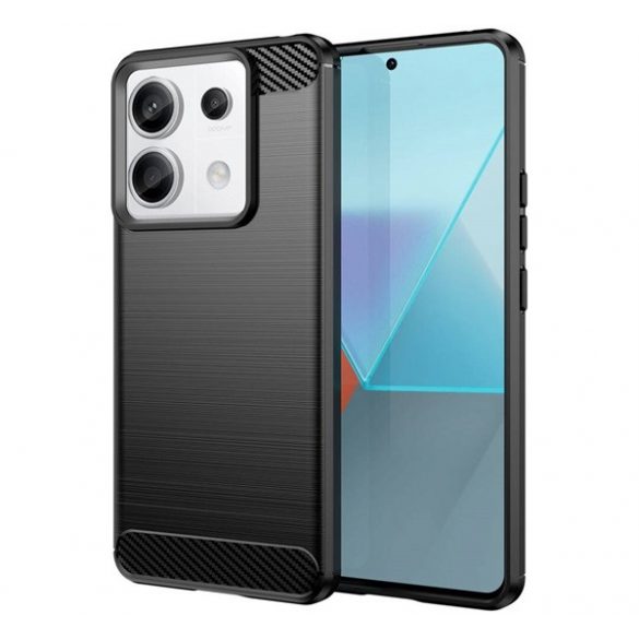 Husă silicon pentru telefon (rezistent la șocuri, bubble heel, periat, model de carbon) negru Xiaomi Redmi Note 13 Pro 5G