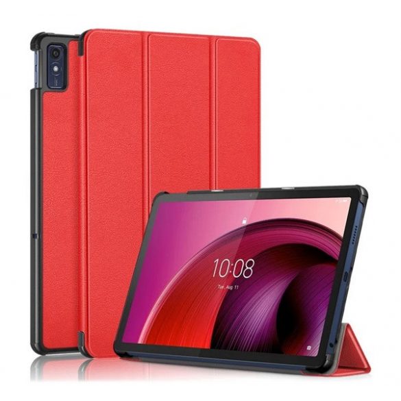 Carcasă în picioare, efect piele (FLIP activ, deschidere laterală, TRIFOLD, suport desktop) ROȘU Lenovo Tab M10 5G (TB-X607)