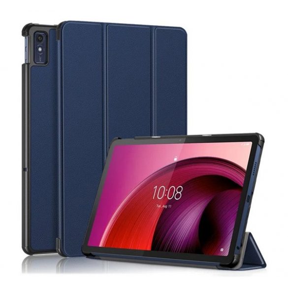 Carcasă în picioare, efect piele (FLIP activ, deschidere laterală, TRIFOLD, suport pentru desktop) ALBASTRU ÎNCHIS Lenovo Tab M10 5G (TB-X607)