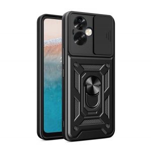 Protector de telefon din plastic Defender (rezistenta la impact, interior din silicon, inel de retinere, protectie camera) NEGRU Oppo A79 5G