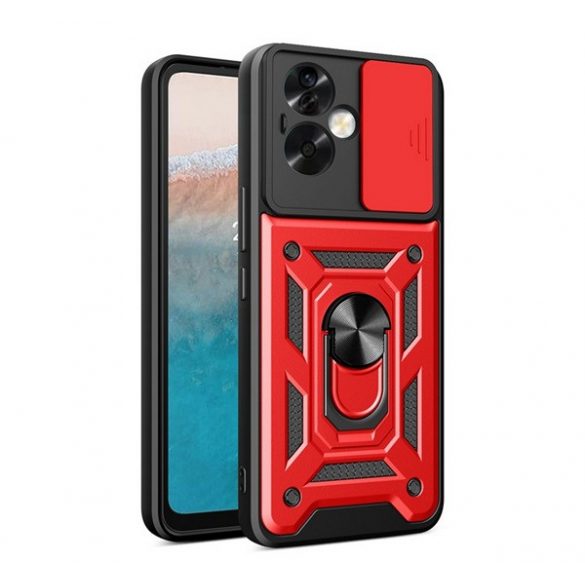 Protector de telefon din plastic Defender (rezistenta la impact, interior din silicon, inel de retinere, protectie camera) RED Oppo A79 5G