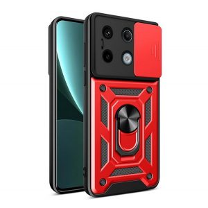 Protector de telefon din plastic Defender (rezistenta la impact, interior din silicon, inel de retinere, protectie camera) ROSU Xiaomi Redmi Note 13 Pro 5G