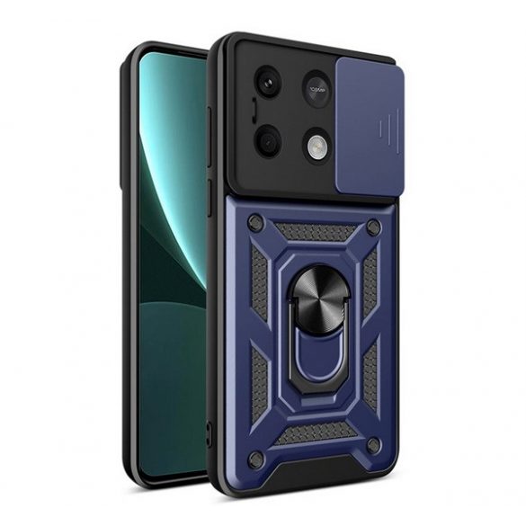 Protector de telefon din plastic Defender (rezistenta la impact, interior din silicon, inel de retinere, protectie camera) ALBASTRU INCHIS Xiaomi Redmi Note 13 5G