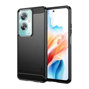 Protector de telefon din silicon MOFI (rezistenta la impact, colt cu perna de aer, periat, model carbon) NEGRU Oppo A79 5G