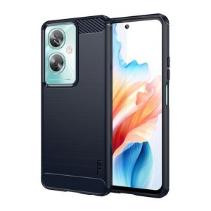 Protector de telefon din silicon MOFI (rezistenta la impact, colt cu perna de aer, periat, model carbon) ALBASTRU INCHIS Oppo A79 5G