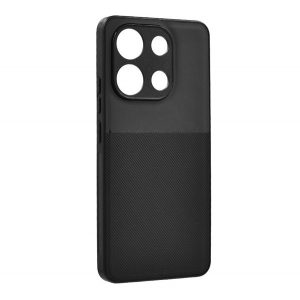 Protectie din plastic pentru telefon (cadru silicon, rezistenta la impact, magnetic, spate cu efect piele, dungi) NEGRU Xiaomi Redmi Note 13 4G