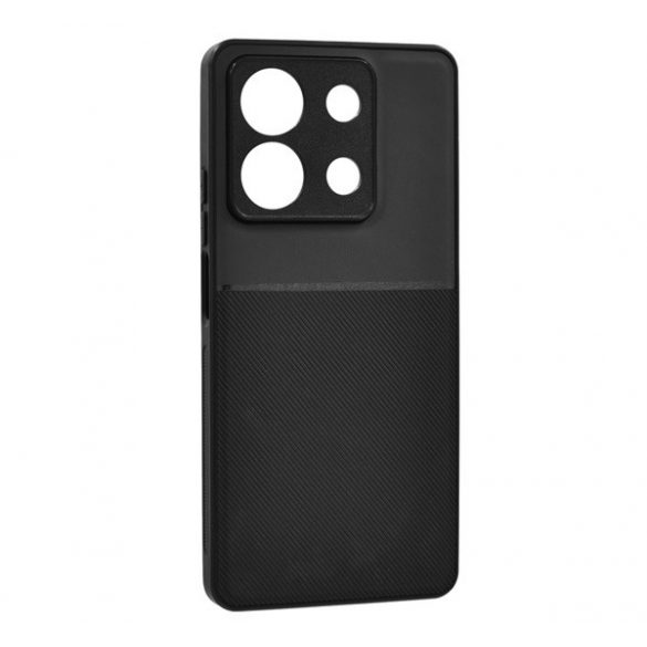 Protectie din plastic pentru telefon (cadru silicon, rezistenta la impact, magnetic, spate cu efect piele, dungi) NEGRU Xiaomi Redmi Note 13 5G