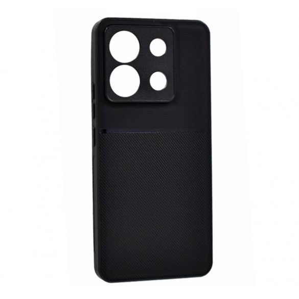 Protectie din plastic pentru telefon (cadru silicon, rezistenta la impact, magnetic, spate cu efect piele, dungi) NEGRU Xiaomi Redmi Note 13 Pro 5G