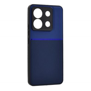 Protectie din plastic pentru telefon (cadru silicon, rezistenta la impact, magnetic, spate cu efect piele, dungi) ALBASTRU INCHIS Xiaomi Redmi Note 13 Pro 5G