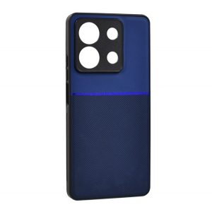 Protectie din plastic pentru telefon (cadru silicon, rezistenta la impact, magnetic, spate cu efect piele, dungi) ALBASTRU INCHIS Xiaomi Redmi Note 13 5G