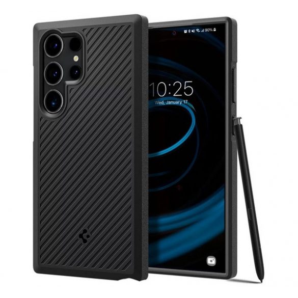 Protectie de telefon din silicon SPIGEN CORE ARMOR (rezistenta la impact, protectie camera, dungi) NEGRU Samsung Galaxy S24 Ultra (SM-S928)