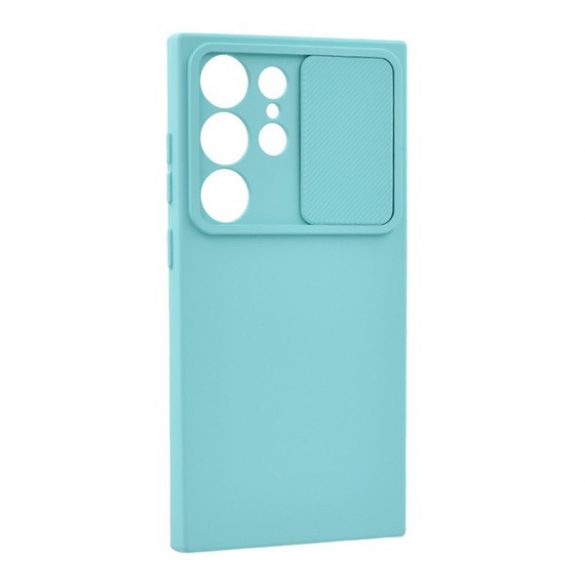 Protector de telefon din silicon (mat, interior din microfibră de pluș, protector pentru cameră) VERDE MENTĂ Samsung Galaxy S24 Ultra (SM-S928)