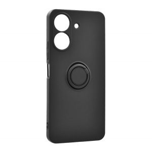 Protector de telefon din silicon (inel de fixare, interior din microfibra de pluș, magnetic, protector pentru cameră) NEGRU Xiaomi Redmi 13C