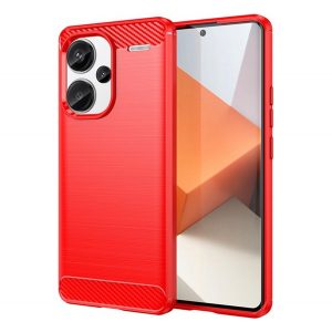 Protector de telefon din silicon (rezistenta la impact, colt cu perna de aer, periat, model carbon) ROSU Xiaomi Redmi Note 13 Pro Plus 5G