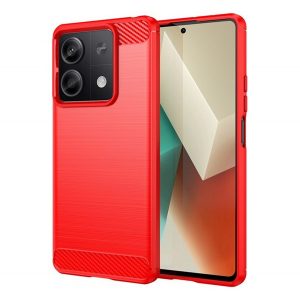 Protector de telefon din silicon (rezistenta la impact, colt cu perna de aer, periat, model carbon) RED Xiaomi Redmi Note 13 5G