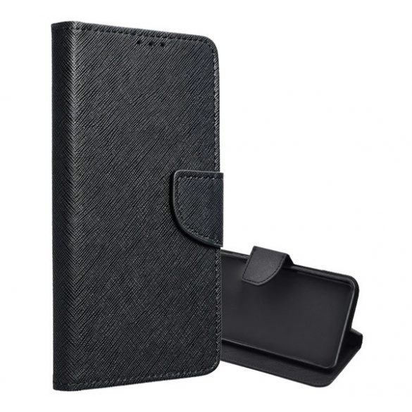 Carcasa in picioare, efect piele (FLIP, deschidere laterala, suport de masa, buzunar pentru card, efect textil) NEGRU Xiaomi Redmi Note 13 5G