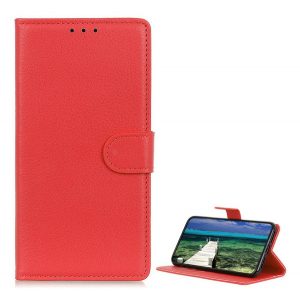 Carcasa in picioare, efect piele (FLIP, deschidere laterala, suport desktop, premium) RED Xiaomi Redmi Note 13 4G