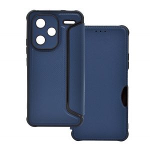 Husă stativă, efect de piele (FLIP, deschidere laterală, rezistență la impact, călcâi cu bule, protecțiede cameră, model de carbon) BUTTONS Xiaomi Redmi Note 13 Pro Plus 5G