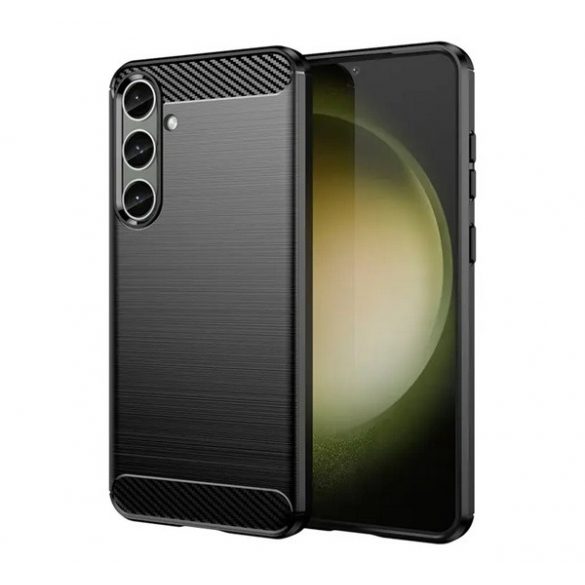 Husă silicon pentru telefon (rezistent la impact, bubble heel, periat, model de carbon) negru Samsung Galaxy A55 5G (SM-A556)