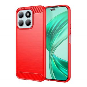 Protector de telefon din silicon (rezistenta la impact, colt cu perna de aer, periat, model carbon) RED Honor X8b