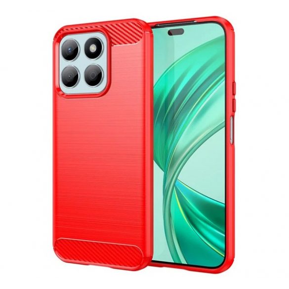 Protector de telefon din silicon (rezistenta la impact, colt cu perna de aer, periat, model carbon) RED Honor X8b