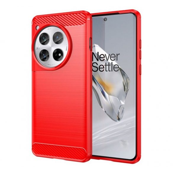 Protector de telefon din silicon (rezistenta la impact, colt cu perna de aer, periat, model carbon) RED OnePlus 12 5G