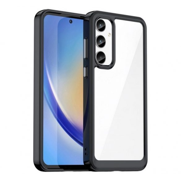 Protecție din plastic pentru telefon (cadru din silicon, rezistent la șocuri, spate transparent) negru Samsung Galaxy A35 5G (SM-A356)