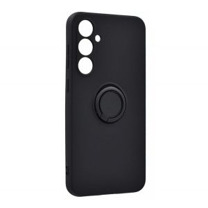 Protector din silicon pentru telefon (inel de fixare, interior din microfibra de pluș, magnetic, protector pentru cameră) NEGRU Samsung Galaxy A35 5G (SM-A356)