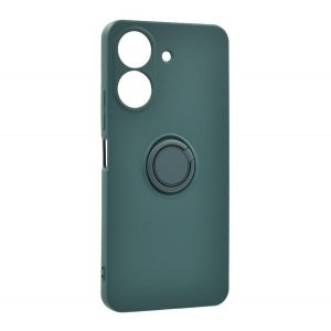 Protectie din silicon pentru telefon (inel de fixare, interior din microfibra de pluș, magnetic, protector pentru cameră) VERDE ÎNCHIS Xiaomi Redmi 13C