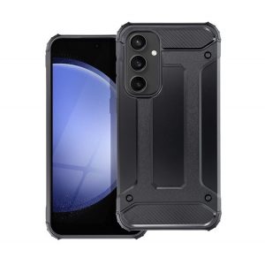 Protecție din plastic pentru telefon Defender (rezistență la șocuri, toc cu pernă de aer, interior din silicon, efect metalic) negru Samsung Galaxy A55 5G (SM-A556)