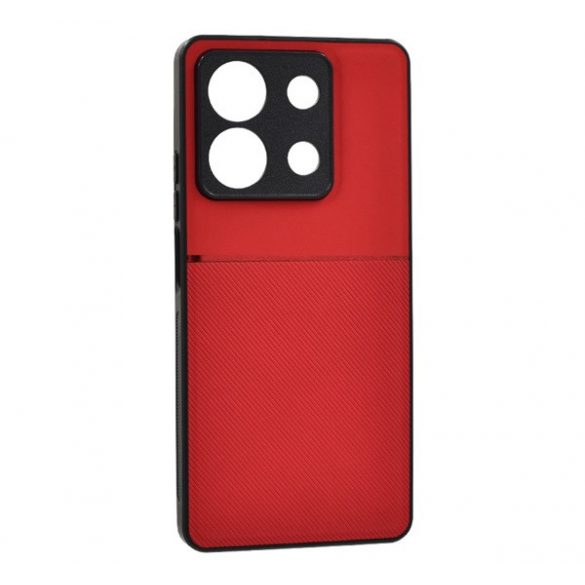 Protectie din plastic pentru telefon (cadru silicon, rezistenta la impact, magnetic, spate cu efect piele, dungi) ROSU Xiaomi Redmi Note 13 Pro 5G