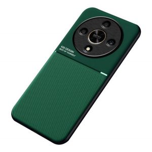 Protectie din plastic pentru telefon (cadru din silicon, rezistenta la impact, magnetic, spate cu efect piele, dungi) VERDE INCHIS Honor Magic6 Lite 5G