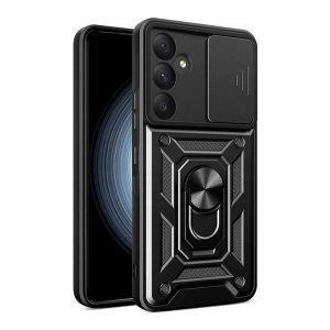 Defender plastic telefon protecție(rezistent la șocuri, silicon interior, inel de reținere, protecțiede cameră) negru Samsung Galaxy A35 5G (SM-A356)